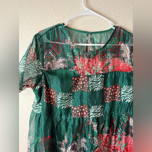 NWT Anthropologie Bhanuni Jyoti Tiered Short Sleeve Maxi Floral Tropical Dress - Picture 12 of 16